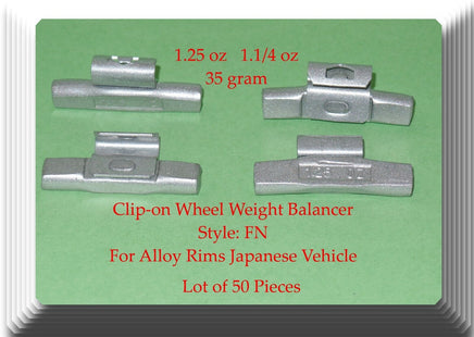 1.25 oz  Clip-On Wheel Weight FN Style For Alloy Rims Japanese Vehicles  50 Pcs