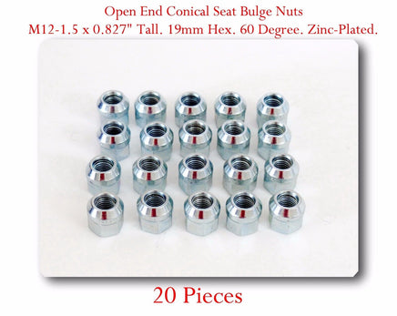 20 Pieces LUG NUTS OPEN END BULGE ACORN M12-1.50 Tall 0.827" / 21mm 