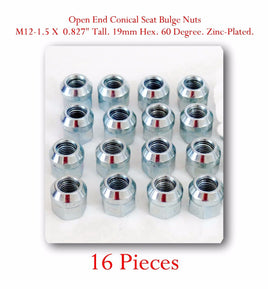 16 Pieces LUG NUTS OPEN END BULGE ACORN M12-1.50 Tall 0.827" / 21mm 