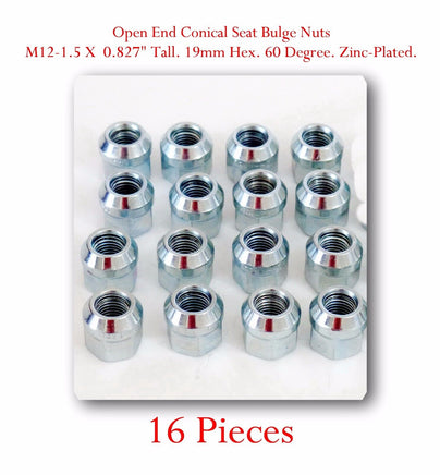 16 Pieces LUG NUTS OPEN END BULGE ACORN M12-1.50 Tall 0.827" / 21mm 