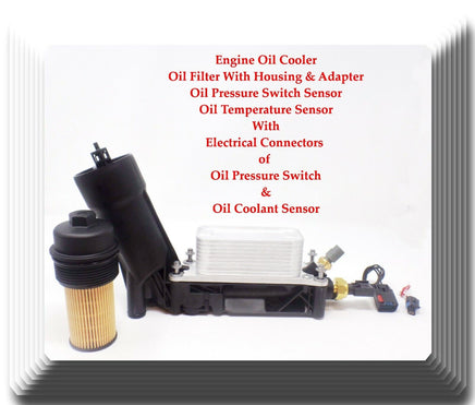 Oil Cooler+Oil Filter W/Housing+Oil Pressure & Temperature Sensors W/Connectors