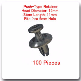 100 Pcs Push Type Retainer 90684-SA5-0030 For Honda Hole:6mm L:11mm Head 15mm