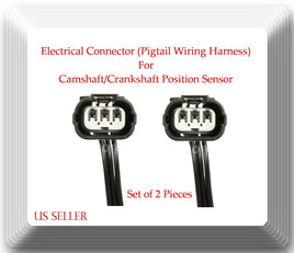 Set of 2 Connector of Camshaft / Crankshaft Position Sensor Fits Honda Civic