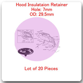 (Lot 20 Pc) Hood Insulation Retainer Hole 7mm OD 29.5mm Fits Infiniti & Nissan
