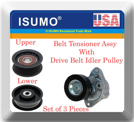3 Pcs Belt  Tensioner & Idler Pulley Lower /Upper Fits: Mercedes Benz 2006-2009