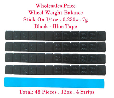 48 pcs . 12oz 0  Stick On Wheel Weight Balance 0.25oz .1/4oz 7g Black Color