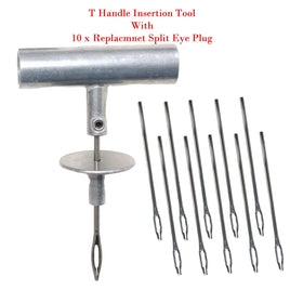 T Handle Insertion Tool With 10 Split Eye Insterting Plugs