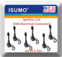 6 Kits Ignition Coil W/ Connectors Fits Infiniti Nissan V6 3.5L 4.0L 2001-2020