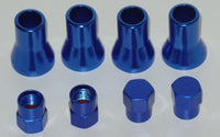 Set 4 Kits TR 413C Chrome Blue Color Snap-In Tire Valve Stems Short Black Rubber