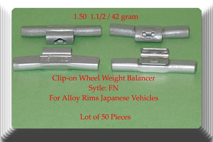 1.5oz 42g Clip-On Wheel Weight FN Style For Alloy Rims Japanese Vehicles 50 Pcs