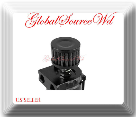 Cylinder Aluminum Engine Oil Catch Reservoir Tank Can w/Filter Black Color
