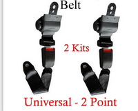 (2 Kits ) Universal Strap Retractable Car Trucks Seat Belt Black 2 Point