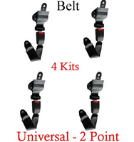 (4 Kits ) Universal Strap Retractable Car Trucks Seat Belt Black 2 Point