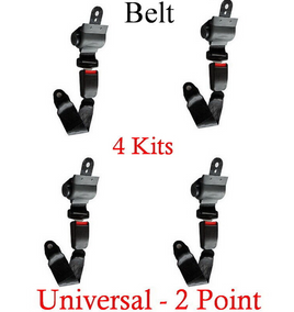 (4 Kits ) Universal Strap Retractable Car Trucks Seat Belt Black 2 Point
