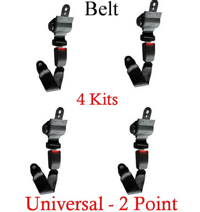 (4 Kits ) Universal Strap Retractable Car Trucks Seat Belt Black 2 Point