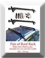 Aluminum CarTop Luggage Roof Rack Cross Bar Carrier Adjustable 100-110cm W/Locks