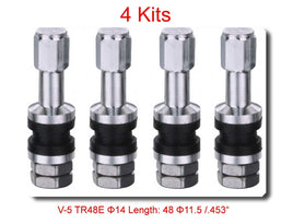 4 Kits Flash Mount High Pressure Tubeless Metal/Chrome Clamp-in tire Valve  