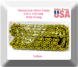 Motorcycle Chain Yellow 520x120 Link With O-Ring Fits ATV Motorcycle