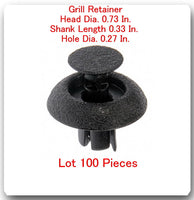 100 Pc Grill Retainer Head 0.73" Shank Length 0.33" Hole 0.27" Fits: lexus Toyot