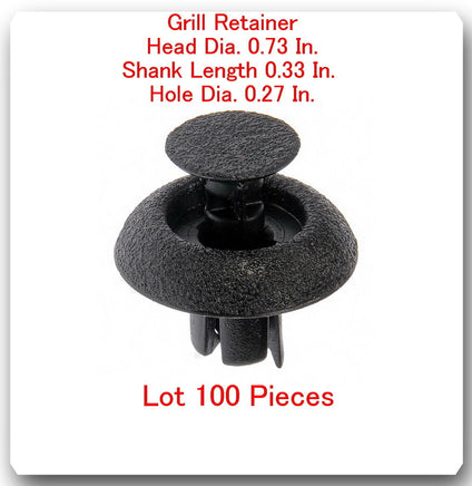 100 Pc Grill Retainer Head 0.73" Shank Length 0.33" Hole 0.27" Fits: lexus Toyot