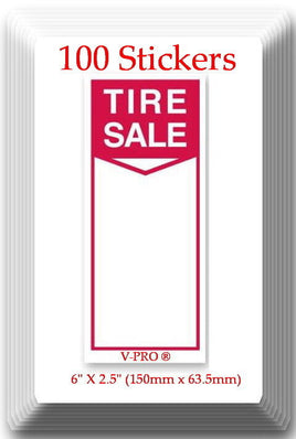 Tire Label - Tire SaleI 100 Stickers Size: 6" X 2.5" (150mm x 63.5mm)