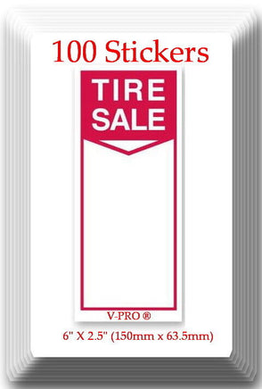 Tire Label - Tire SaleI 100 Stickers Size: 6" X 2.5" (150mm x 63.5mm)