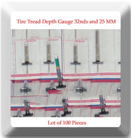 Lot of 100 Pieces Tire Tread Depth Gauge 32nds and 25 mm Millimeters New
