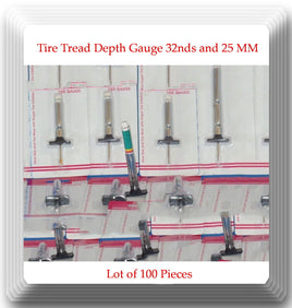 Lot of 100 Pieces Tire Tread Depth Gauge 32nds and 25 mm Millimeters New