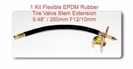 1 Kit Flexible EPDM RubberTire Valve Stem Extension W/Clamp 9.84" 250mm Φ12/10mm