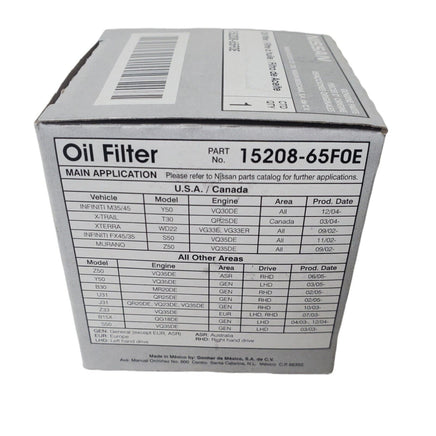 OEM Genuine Nissan Oil Filter 15208-65F0E Works on Infiniti Nissan 1995-2022