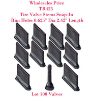 100 x TR425 Snap-In Tire Valve Stems Length 61.5mm 2.42" Rim Hole 15.7mm 0.625"