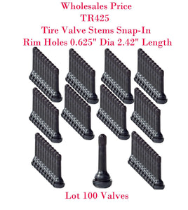 100 x TR425 Snap-In Tire Valve Stems Length 61.5mm 2.42" Rim Hole 15.7mm 0.625"
