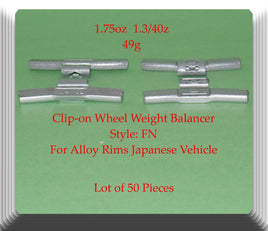 1.75 oz Clip-On Wheel Weight FN Style For Alloy Rims Japanese Vehicles 50 Pcs