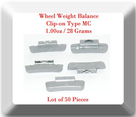 50 Pcs CLIP-ON Wheel Weight Balance MC Type 1.00ozFor All Type Alloy Rims 