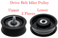 2 Pcs Drive Belt Idler Pulley Lower /Upper Fits: Mercedes Benz 2006-2015