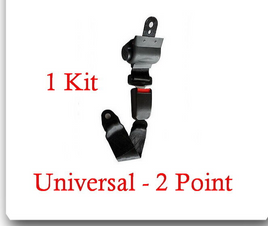 (1 Kit ) Universal Strap Retractable Car Seat Belt Black 2 Point