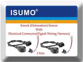 2 Kits Knock(Detonation)Sensor W/Connector For:Chrysler Dodge Jeep Mitsubishi VW