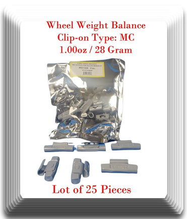 25 Pcs CLIP-ON Wheel Weight Balance MC Type 1.00oz / 28g For All Type Alloy Rims