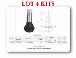 4 Kits TR413C Chrome Snap-In Tire Valve Stems MOST POPULAR VALVE