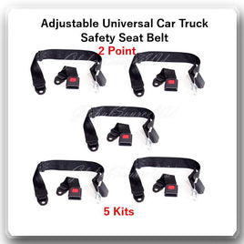 (5 Kits ) Adjustable Universal Car Truck 2 Point Seat Belt Lap Safety Belt