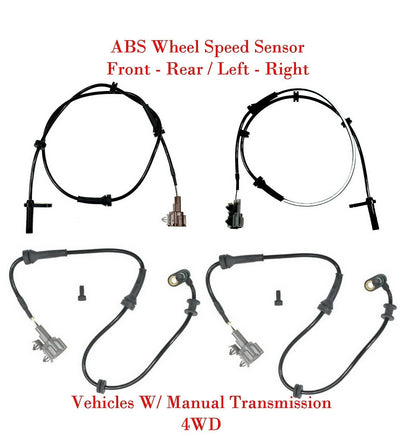 4x ABS Wheel Speed Sensor & Connector Front Rear For Frontier 2005-2019 W/MT 4WD