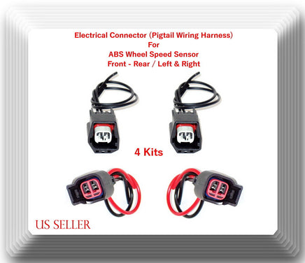 4 Kits Connectors of ABS Wheel Speed Sensor Front ALS257+ALS1920 Front Rear L/R