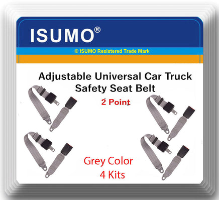 4 Kits Adjustable Universal Car Truck 2 Point Grey Seat Belt Lap Safety Belt