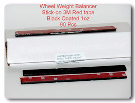 90 Pcs Stick on Self Adhesive Wheel Weight Balance 1oz Black Coated Red 3M TAPE
