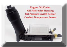 Engine Oil Cooler+Oil Filter W/Housing+Oil Pressure & Temperature Sensors 14-16