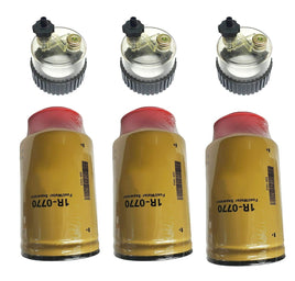 3 x 1R0770 Fuel Water Separator Filter W/Bowl Fits Caterpillar 3713599 212-3657
