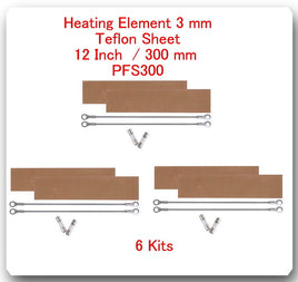 6 Heating Elements 3 mm + 6 PTFI Sheets) For Impulse Sealer 12" / 300mm PFS300
