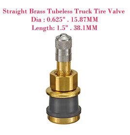 TR501 Straight Brass Tubeless Truck Tire Valve  0.625 Dia , 1.5" Length