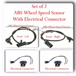 2 x ABS Wheel Speed Sensor w /Connector Front Left & Right Fits:GM  K2500 K3500 