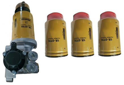 FOR CAT Pump Base Fuel Water Separator Assembly Priming Plus 3 Filters